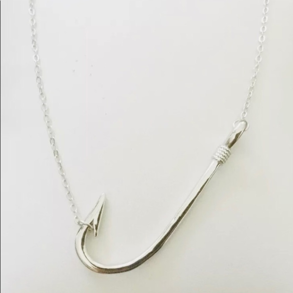 COPY - Sterling silver fishhook necklace